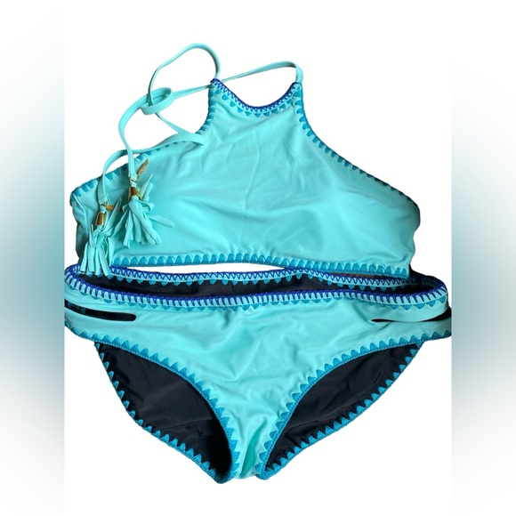 Jessica Simpson Swim Woodstock Whipstitch Bikini Large - Picture 2 of 5